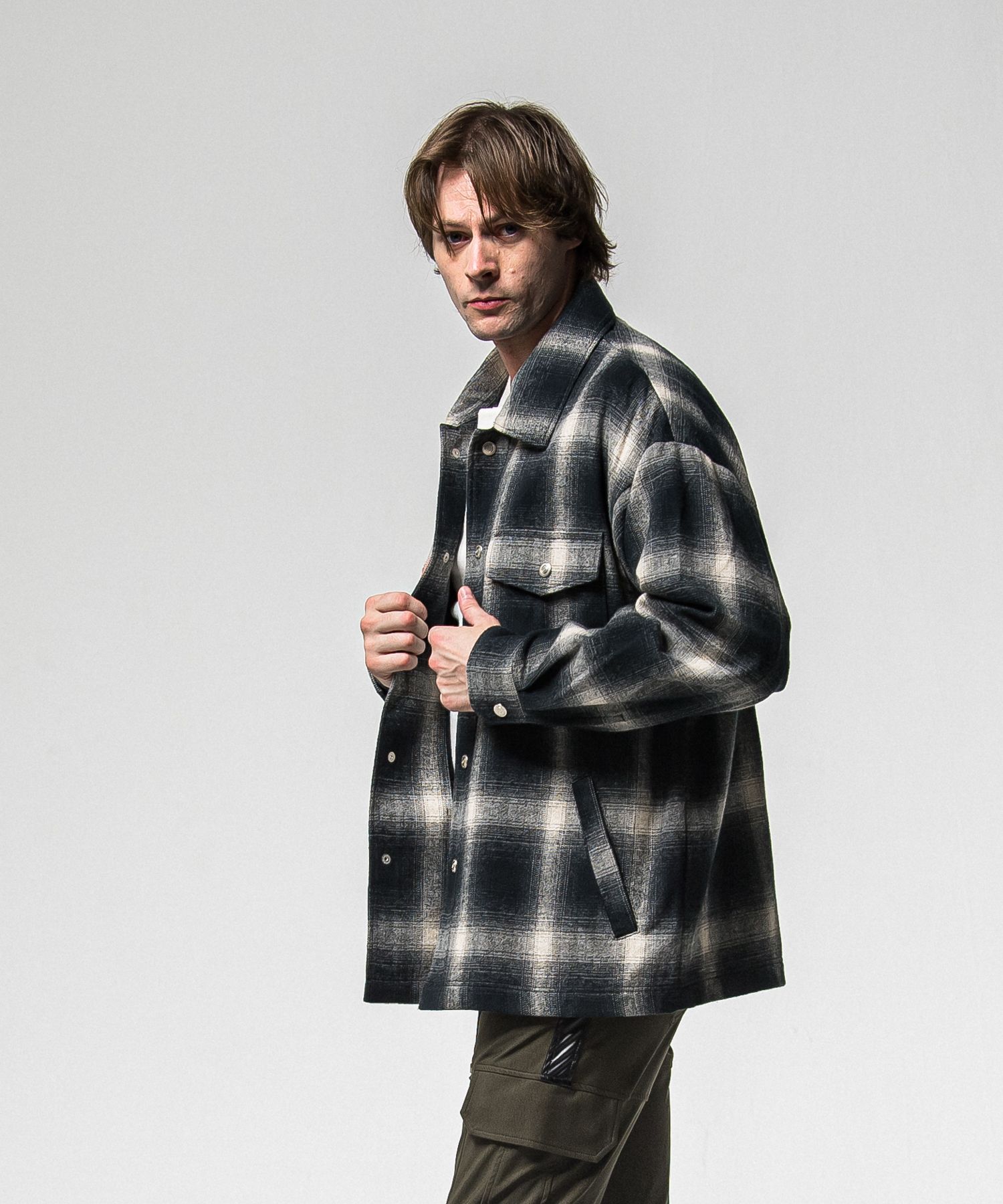 FLANNEL CHECK JK / RC38-JK-007 / フランネルチェックCPOジャケット / ブラック (10月中旬入荷予定)