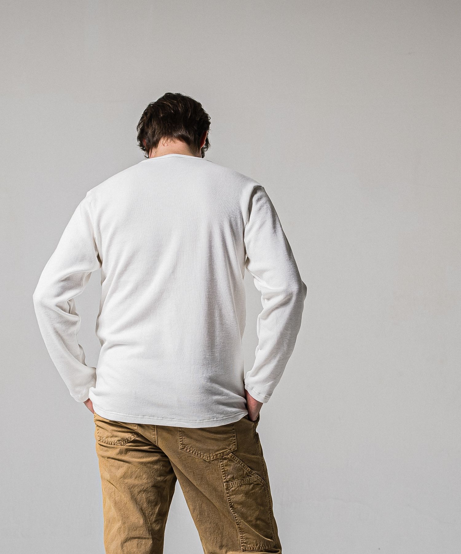 WAFFLE HENRY / RC39-C-001 / サーマルヘンリーネックロングTシャツ / ホワイト (1月中旬入荷予定)