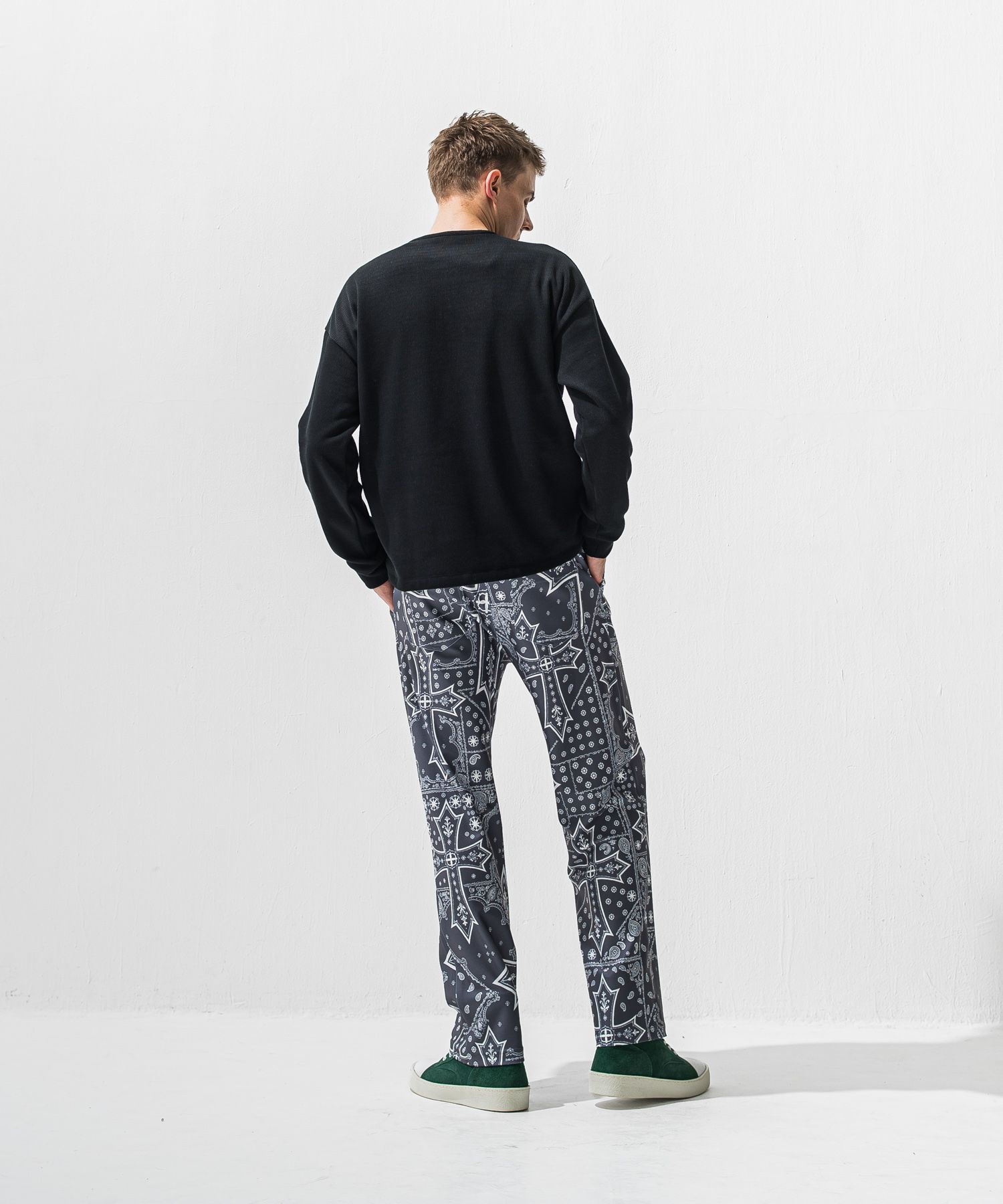 OVER HENRY VELOURS FLEECE THERMAL / RC42-C-004 / 裏起毛オーバーサイズヘンリーネックサーマル / ブラック (10月下旬入荷予定)