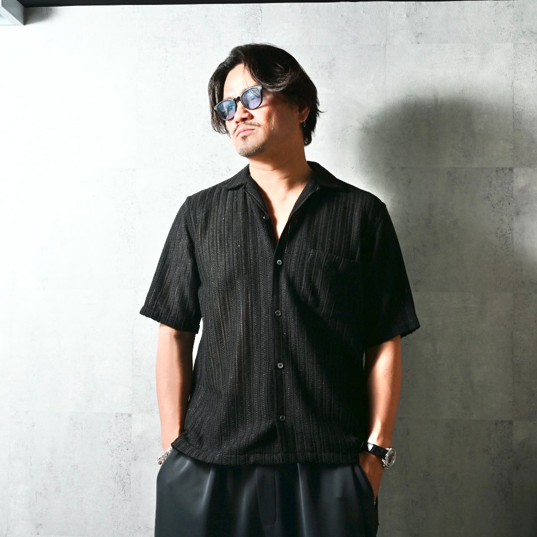 RUSSEL SHIRTS / DP1-SH-004 / ラッセル織り半袖シャツ / ブラック (3月中旬入荷予定)
