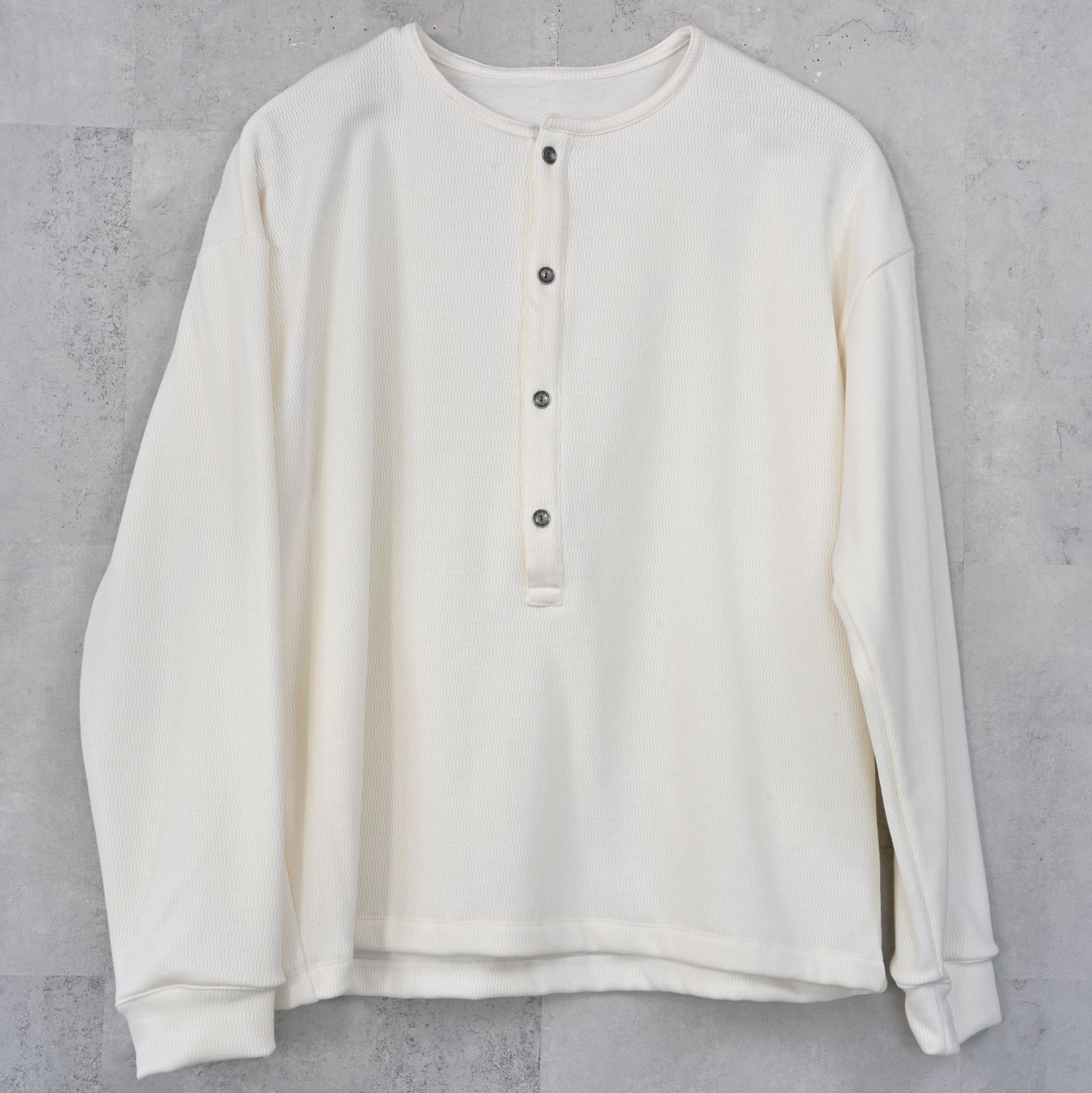 OVER HENRY VELOURS FLEECE THERMAL / RC42-C-004 / 裏起毛オーバーサイズヘンリーネックサーマル / ホワイト (10月下旬入荷予定)