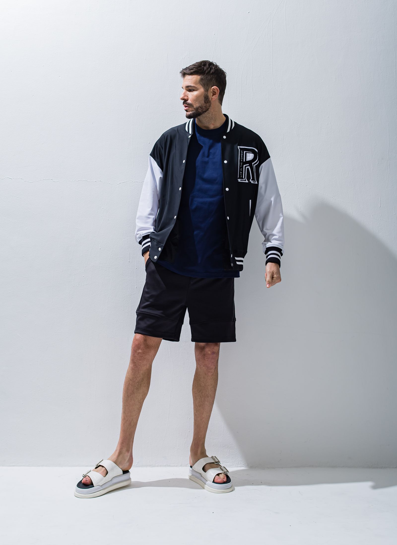 TYLER LINE SHORTS / RC28-HP-001 / 斜めラインハーフパンツ / ブラック