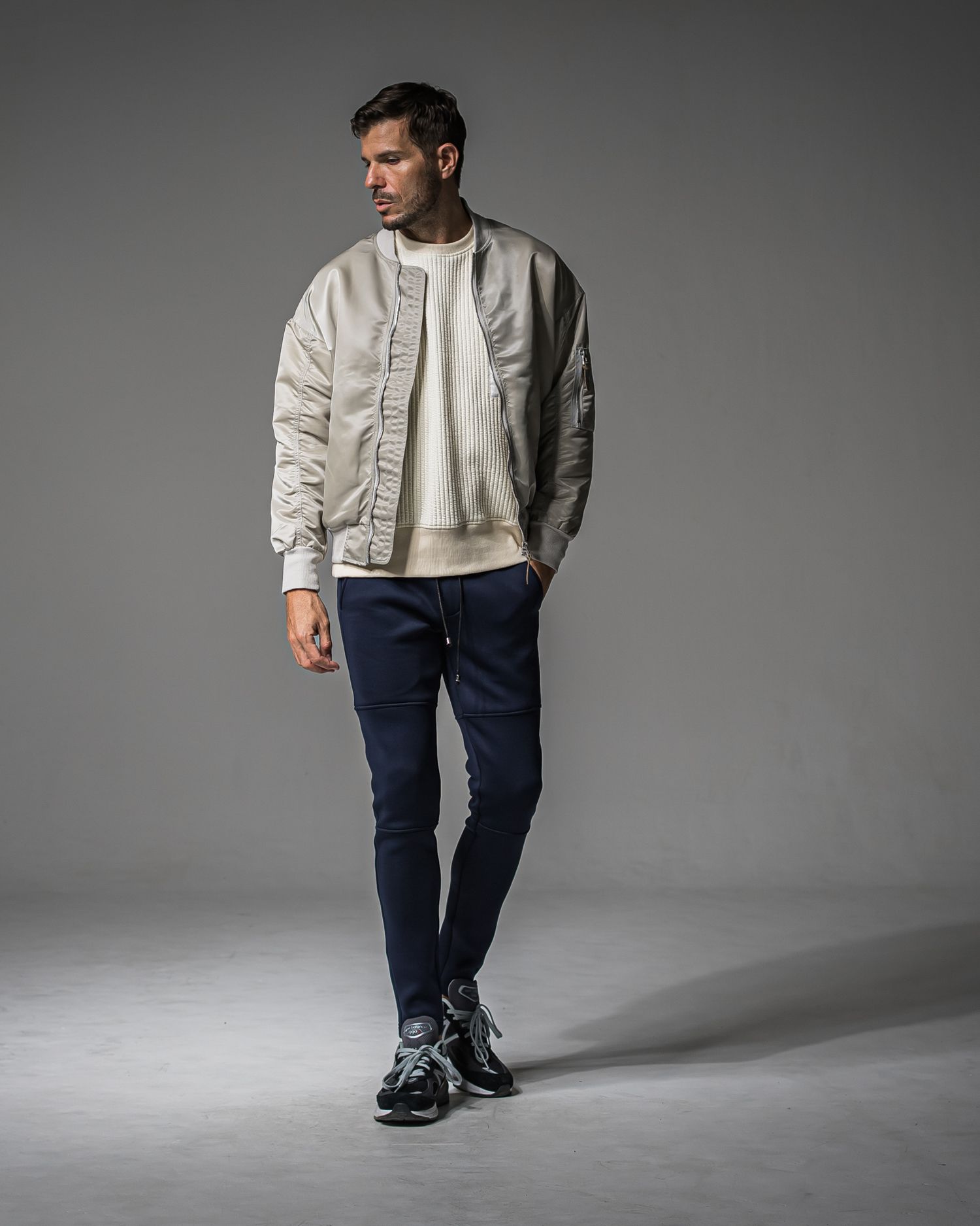 STRIPE QUILTING DROP TRAINER / RC37-C-003 / ストライプキルティングトレーナー / オフホワイト (9月下旬入荷予定)