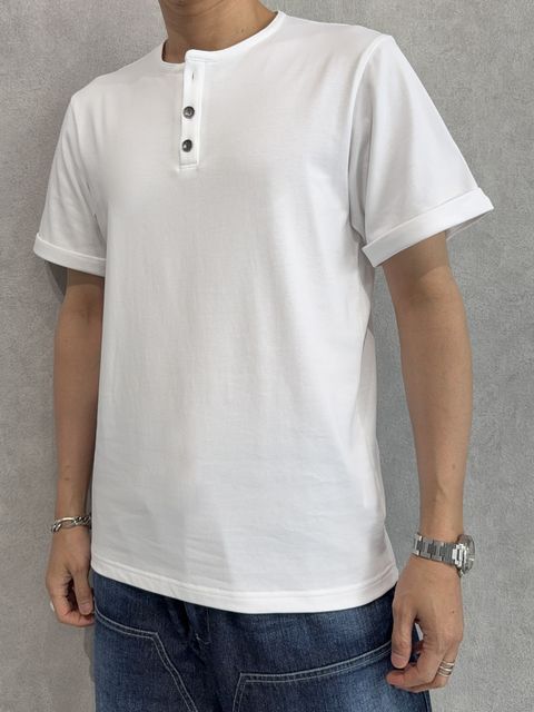 ROLL UP HENRY T / RC40-T-005 / ロールアップヘンリーネックTシャツ / ホワイト