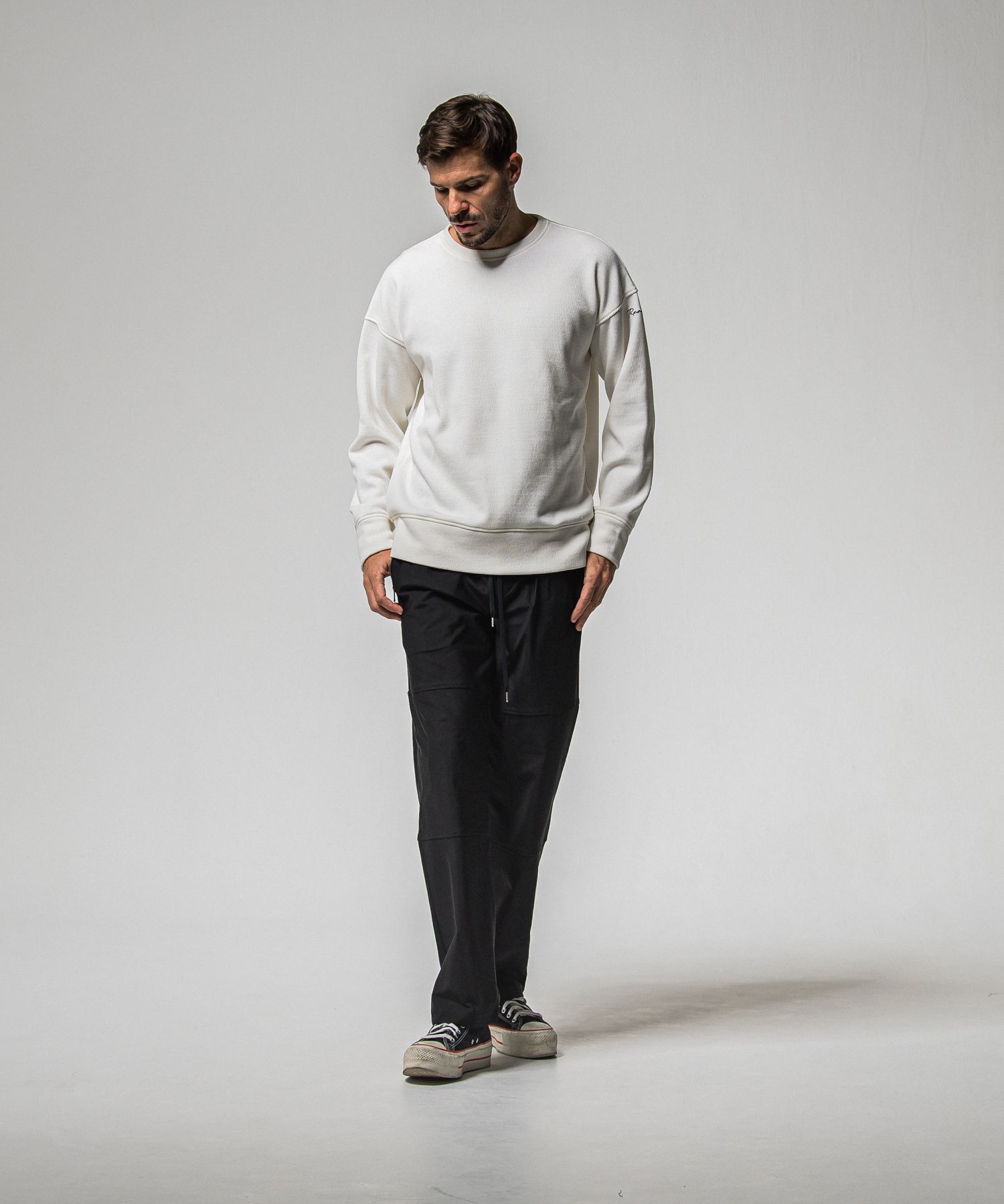 VELOURS FLEECE THERMAL LOOSE TRAINER / RC38-C-002 / 裏起毛サーマルトレーナー / ホワイト (10月中旬入荷予定)