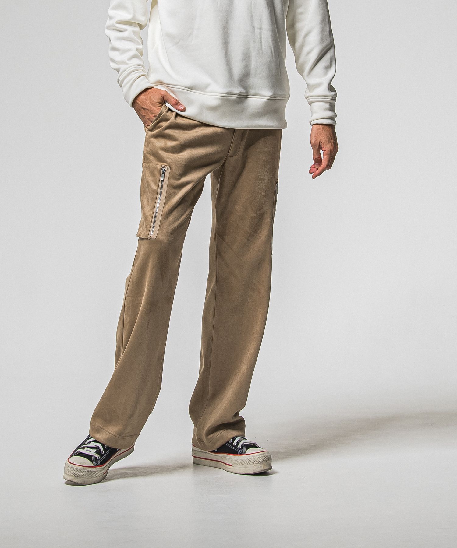 DAVID CARGO PANTS / RC38-ST-040 / スエードワイドカーゴパンツ / ブラウン (1月上旬入荷予定)