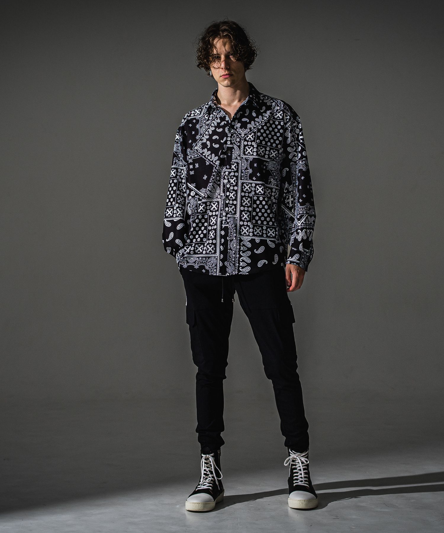 BANDANA JACK SHIRTS / RC41-SH-002 / オーバーサイズペイズリーシャツ / ブラックバンダナ (8月下旬入荷予定)