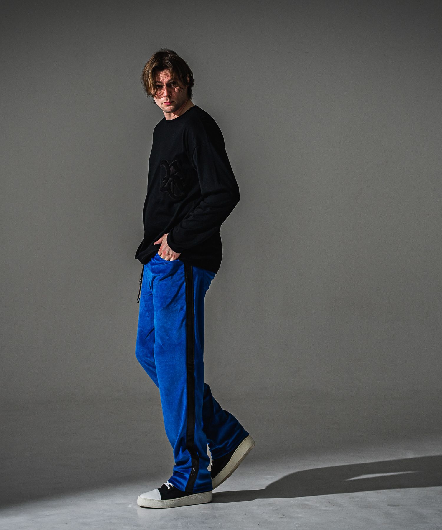 VELOUR SEMIWIDE TUCK PT / RC41-ST-044 / ベロアセミワイドタックパンツ / ブルー (9月中旬入荷予定)