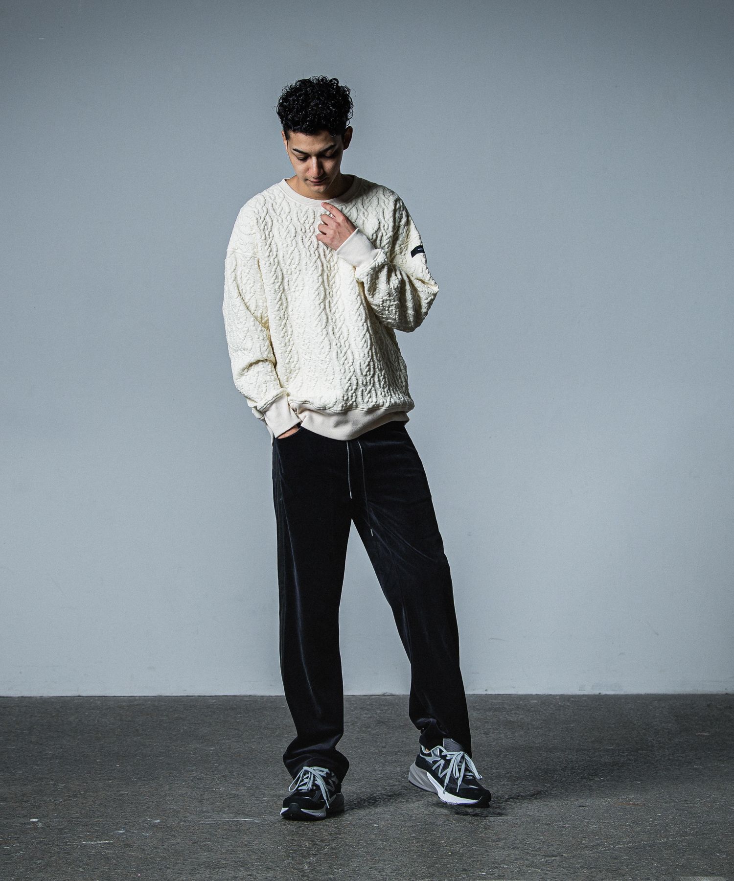 VELOUR SEMI WIDE PT / RC33-ST-008VW / ベロアラインワイドパンツ / ブラック