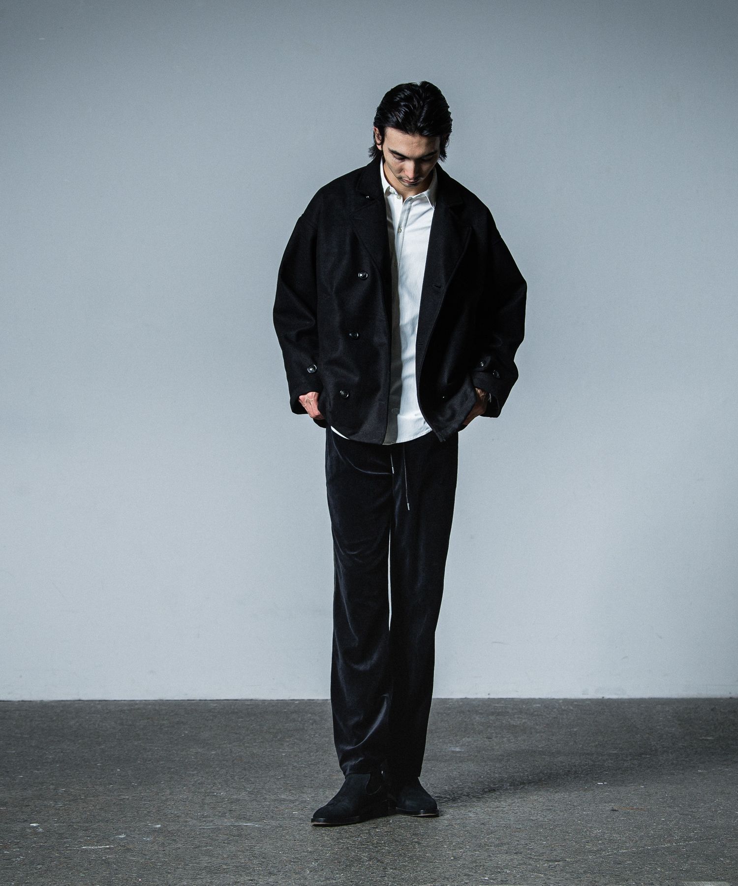 VELOUR SEMI WIDE PT / RC33-ST-008VW / ベロアラインワイドパンツ / ブラック