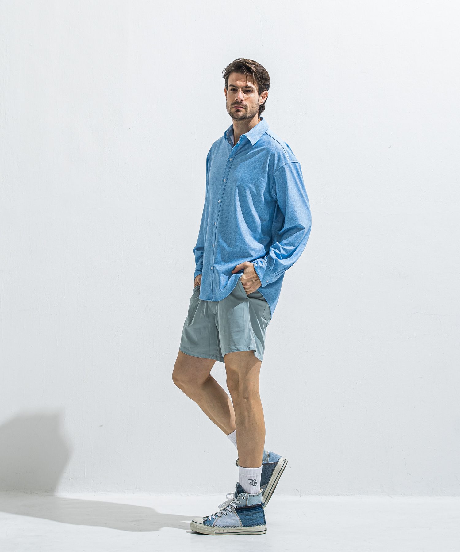 RUSH JACK SHIRTS / RC40-SH-001 / オーバーサイズラッシュガードシャツ / ライトインディゴ (5月中旬入荷予定)