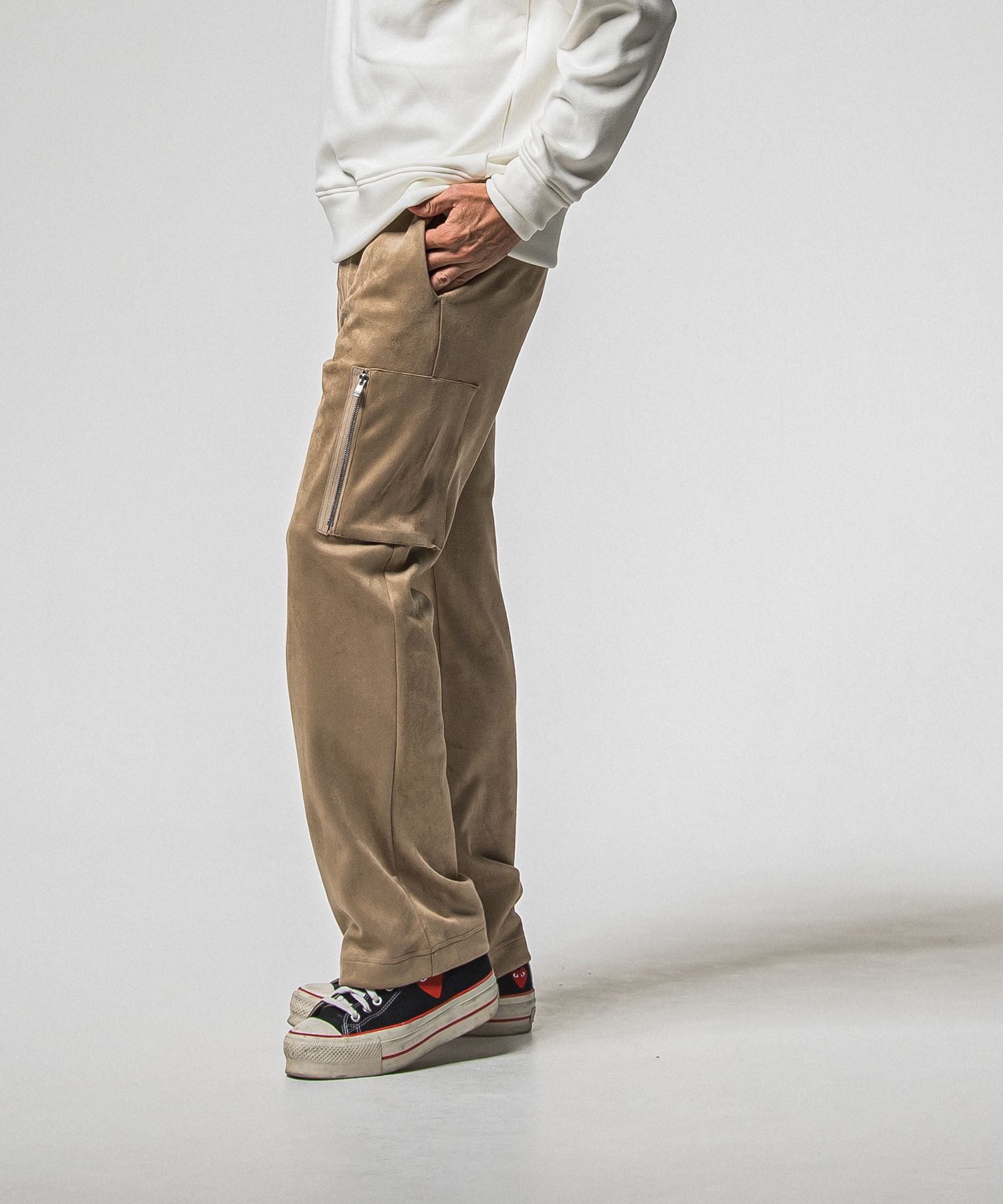 DAVID CARGO PANTS / RC38-ST-040 / スエードワイドカーゴパンツ / ブラウン (1月上旬入荷予定)