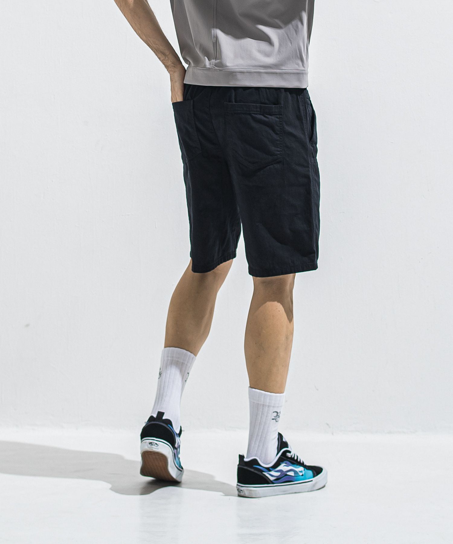 DOUBLE KNEE SHORTS / RC40-HP-007 / ダブルニーデニムハーフパンツ / ブラック (6月上旬入荷予定)