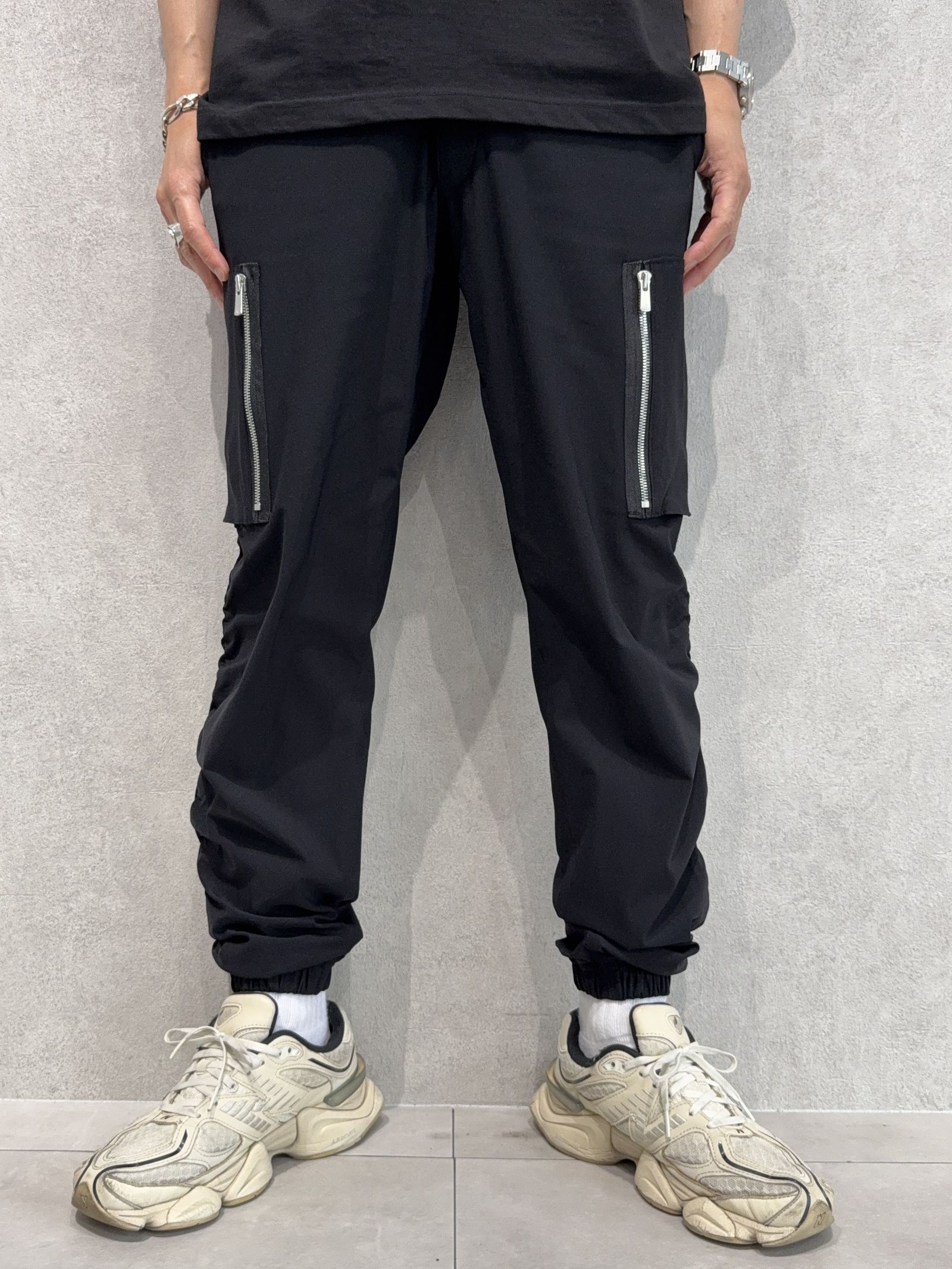 DAVID NYLON CARGO PANTS / RC40-ST-040 / ミリタリーナイロン裾ゴムカーゴパンツ / ブラック
