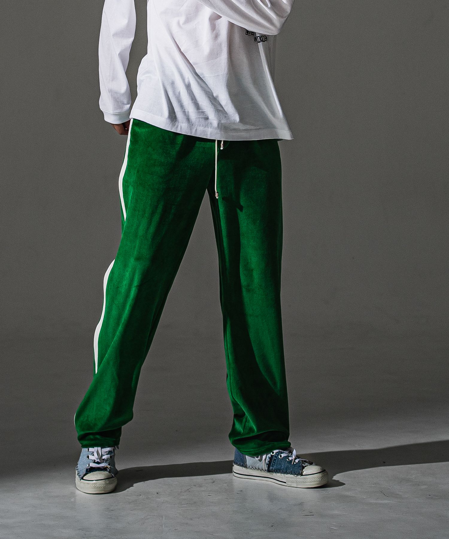 VELOUR SEMIWIDE TUCK PT / RC41-ST-044 / ベロアセミワイドタックパンツ / グリーン (9月中旬入荷予定)