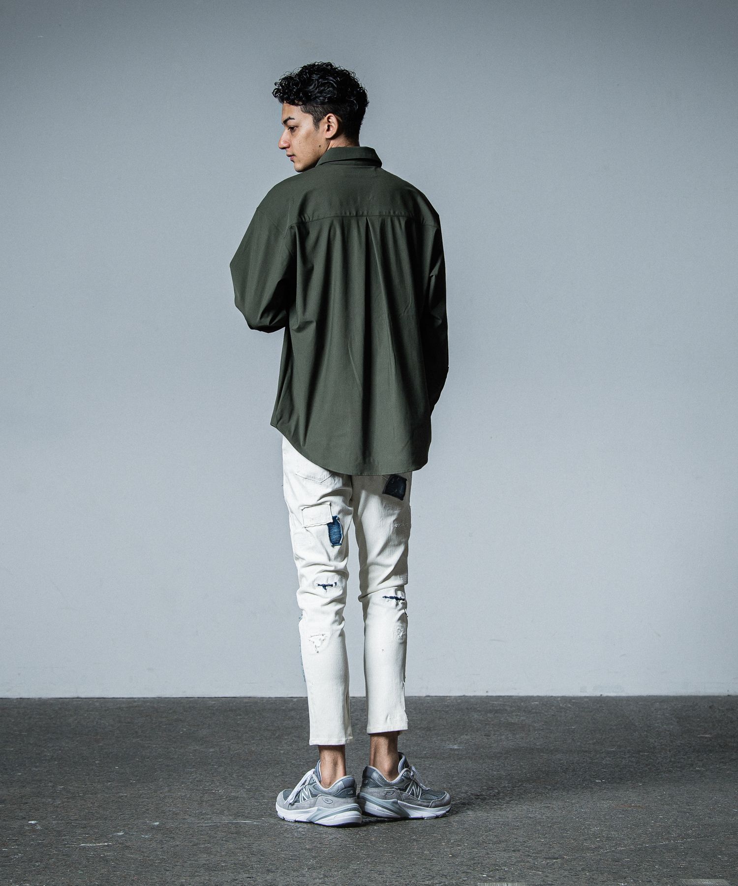 NYLON JACK SHIRTS / RC33-SH-001 / オーバーサイズナイロンシャツ / カーキ