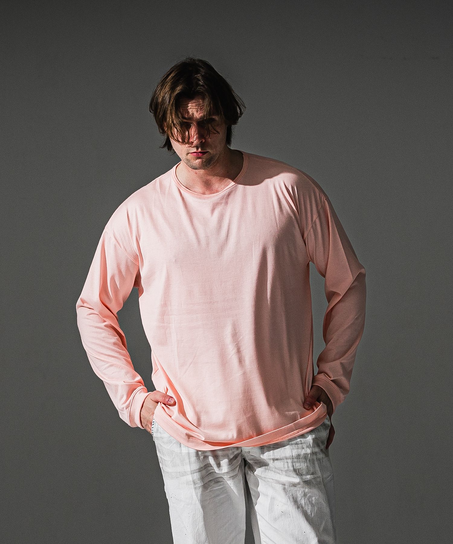 PIN ST RC OVER LONGSLEEVE TEE / RC41-T-003 / オーバーサイズ長袖バックロゴTシャツ / ピンク (7月中旬入荷予定)