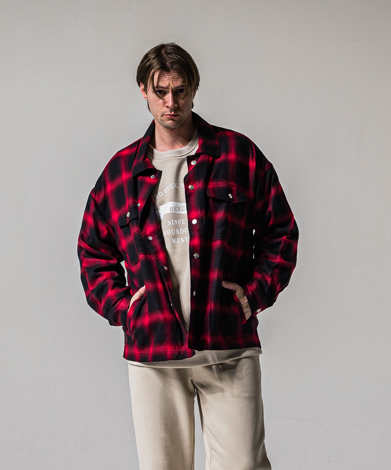 50S CHECK JK / RC39-JK-007C / チェックシャツジャケット / レッド (2月中旬入荷予定)