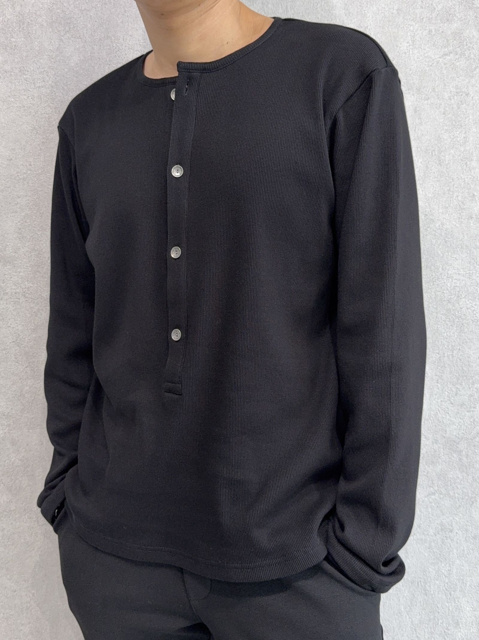 RIB HENRY LONGSLEEVE / RC41-T-005 / リブヘンリーネック長袖Tシャツ / ブラック