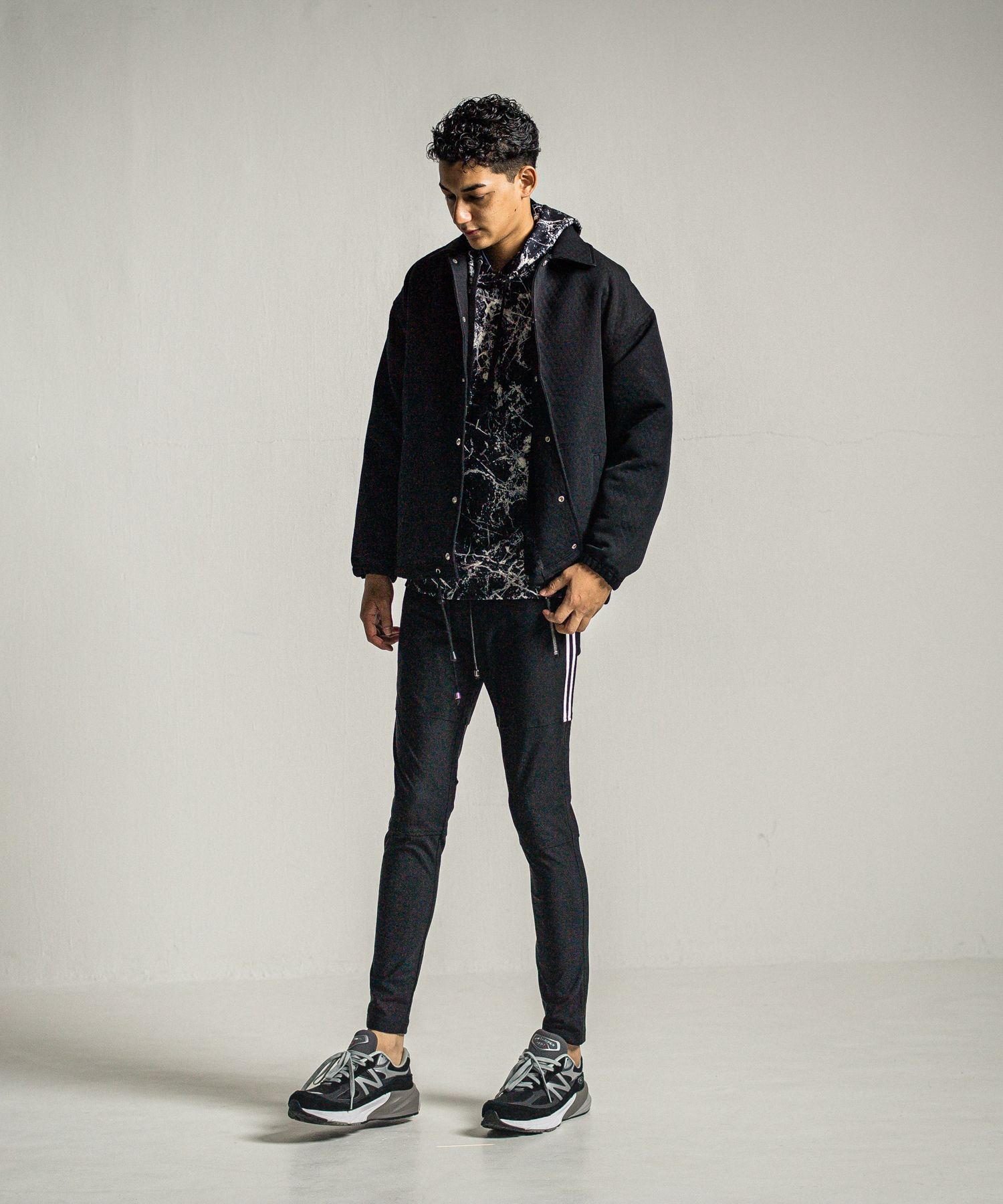 PAINT LOOSE HOODIE / RC34-C-008 / ペイント柄ルーズパーカー / ブラック