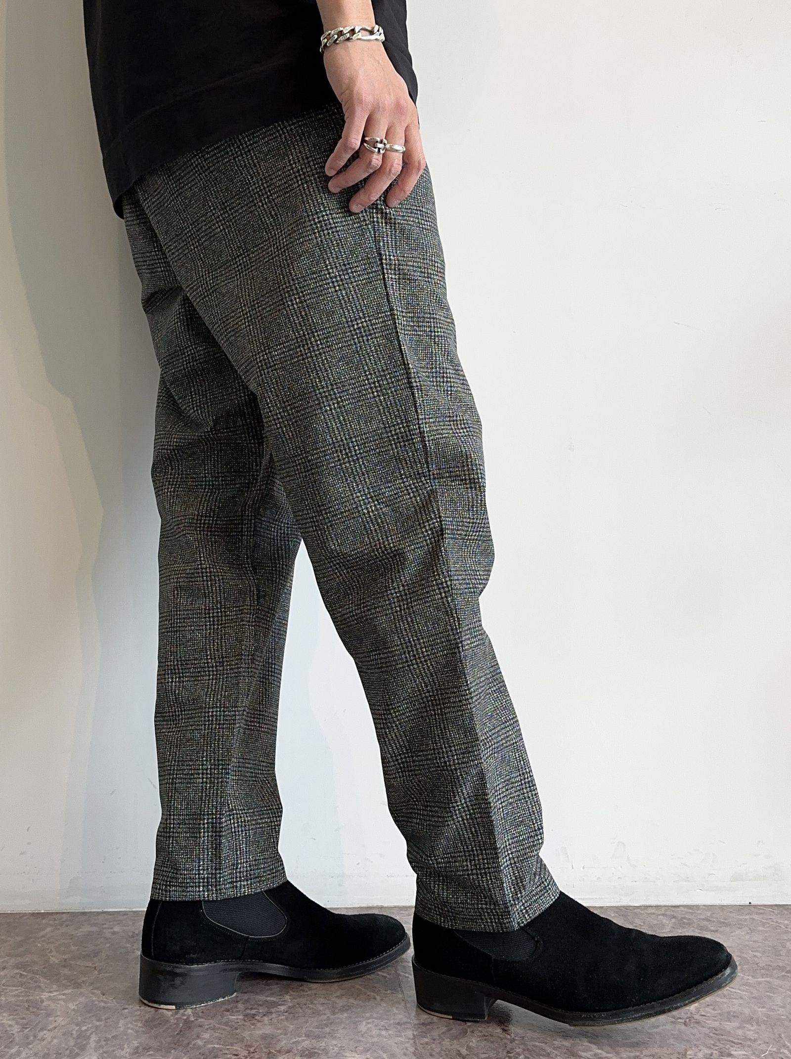 PAT WIDE EASY PANTS / RC32-ST-036 / ベルト付きテーパードワイドパンツ / グレンチェック