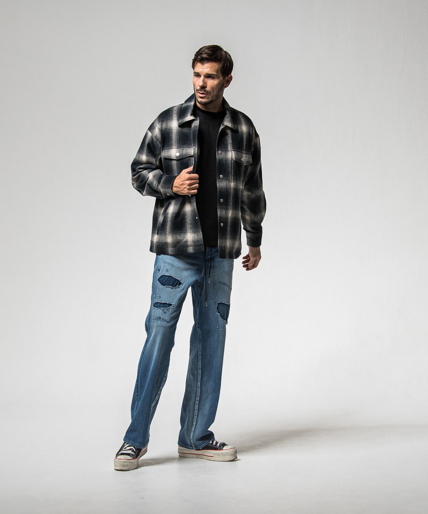 FLANNEL CHECK JK / RC38-JK-007 / フランネルチェックCPOジャケット / ブラック (10月中旬入荷予定)