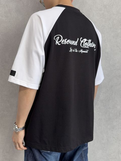 BACK RC RAGLAN OVER TEE / RC39-T-001 / バックロゴラグランビッグTシャツ / ブラック×ホワイト