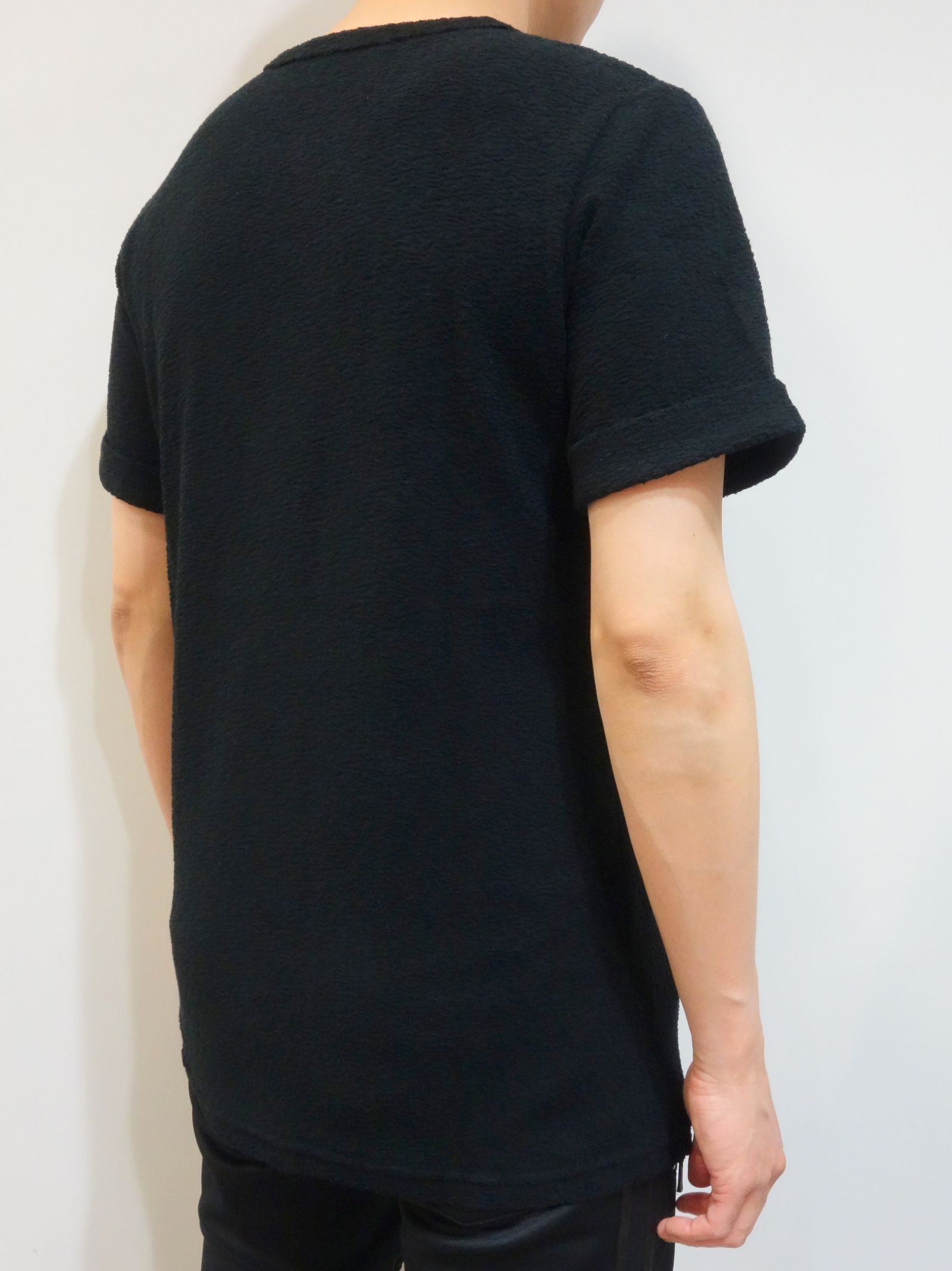 RANDOM PILE ROLL UP TEE / RC24-T-001 / パイル無地Tシャツ / ブラック