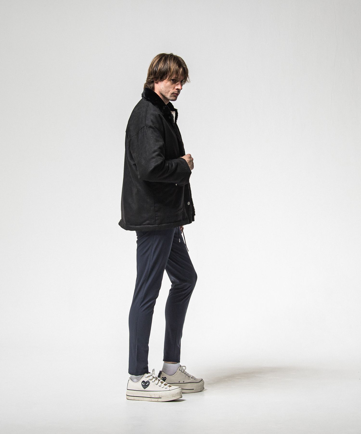SUEDE FUR CAVER ALL / RC38-JK-003 / スエードファーカバーオール / ブラック (11月中旬入荷予定)