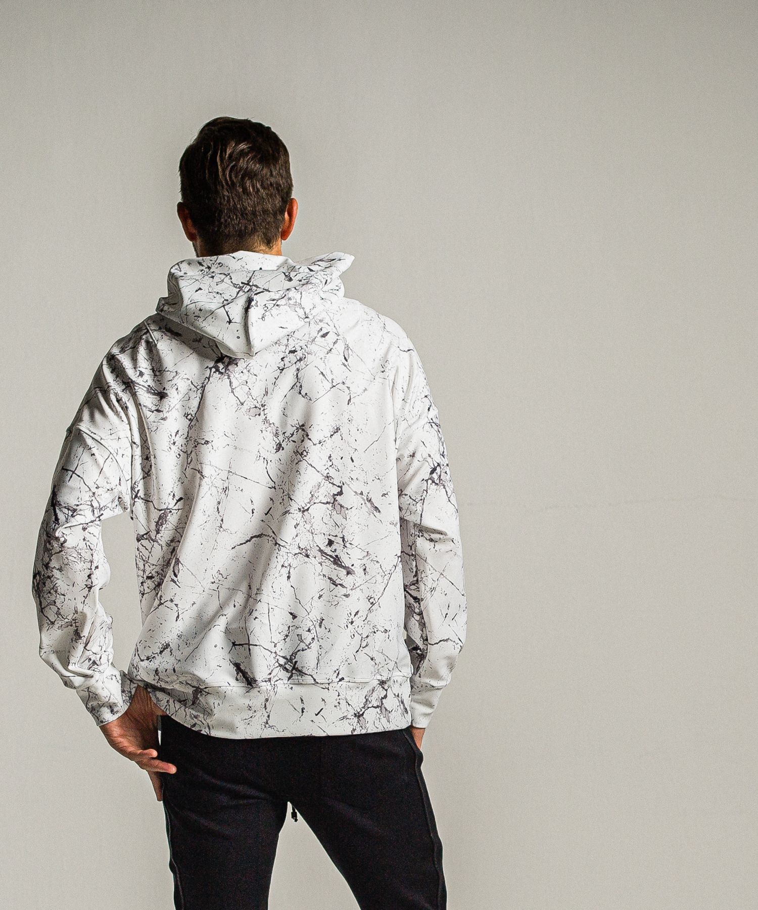 PAINT LOOSE HOODIE / RC34-C-008 / ペイント柄ルーズパーカー / グレー