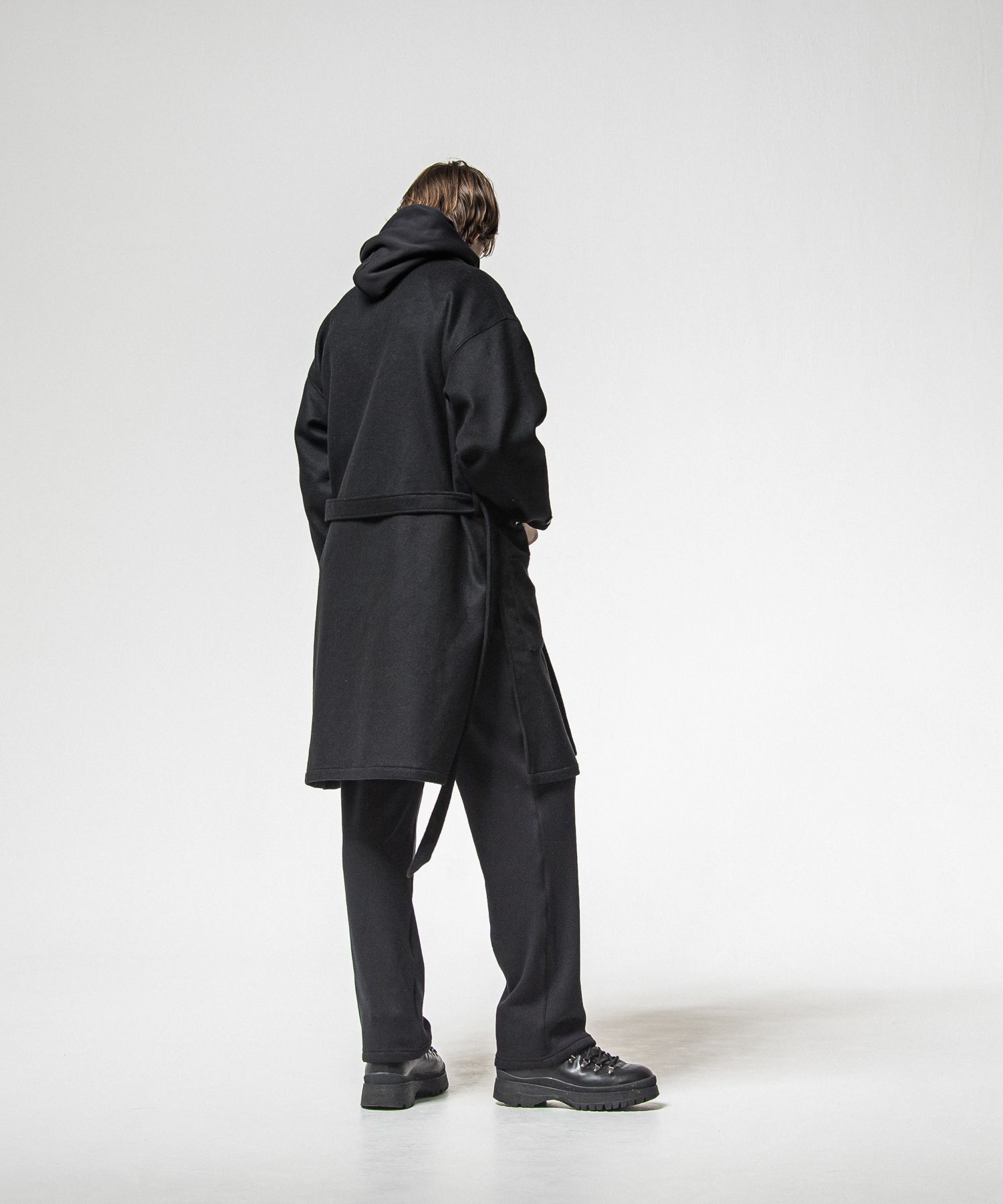 VELOURS FLEECE WIDE TUCK PANTS / RC38-ST-016HWT / 裏起毛スウェットワイドタックパンツ / ブラック (11月中旬入荷予定)