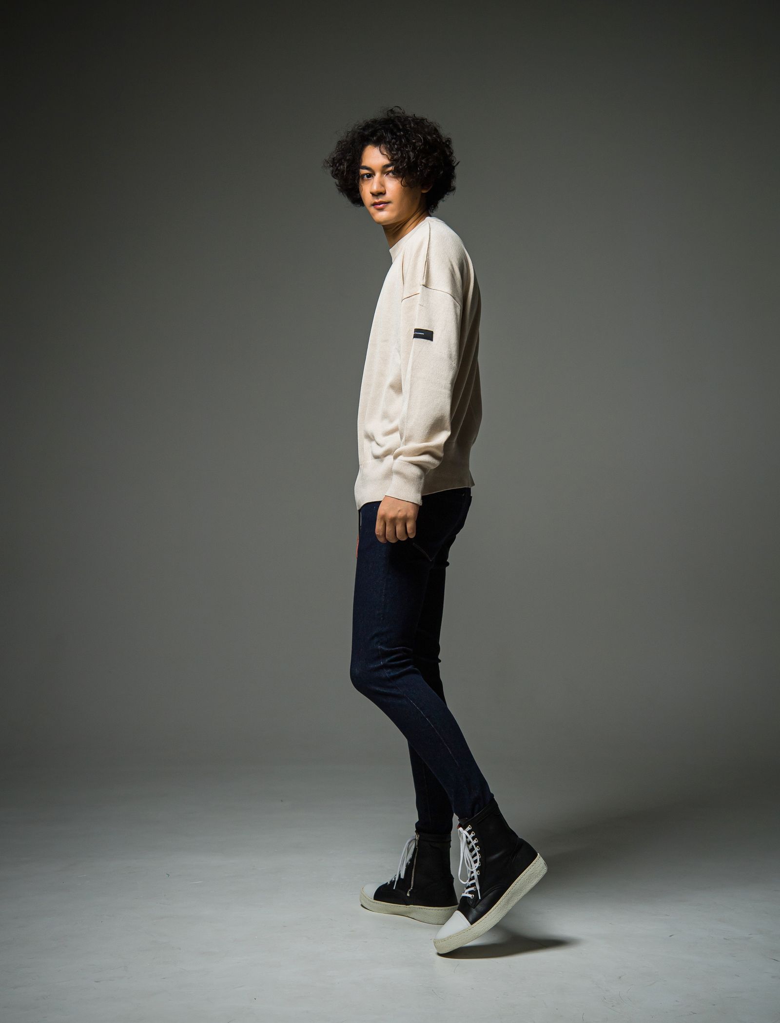 SILK KNT OVER LONG SLEEVE / RC29-K-002 / 無地ルーズコットンニット / ベージュ