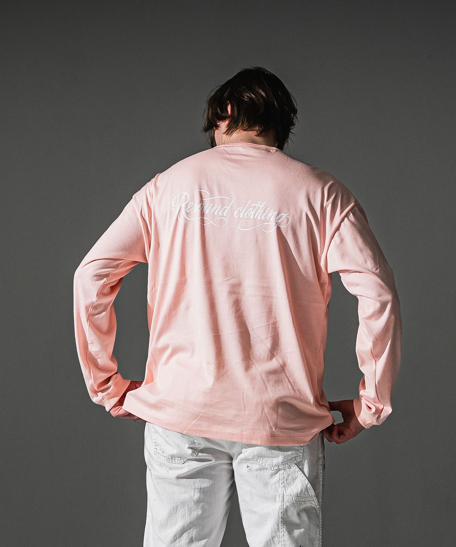 PIN ST RC OVER LONGSLEEVE TEE / RC41-T-003 / オーバーサイズ長袖バックロゴTシャツ / ピンク (7月中旬入荷予定)