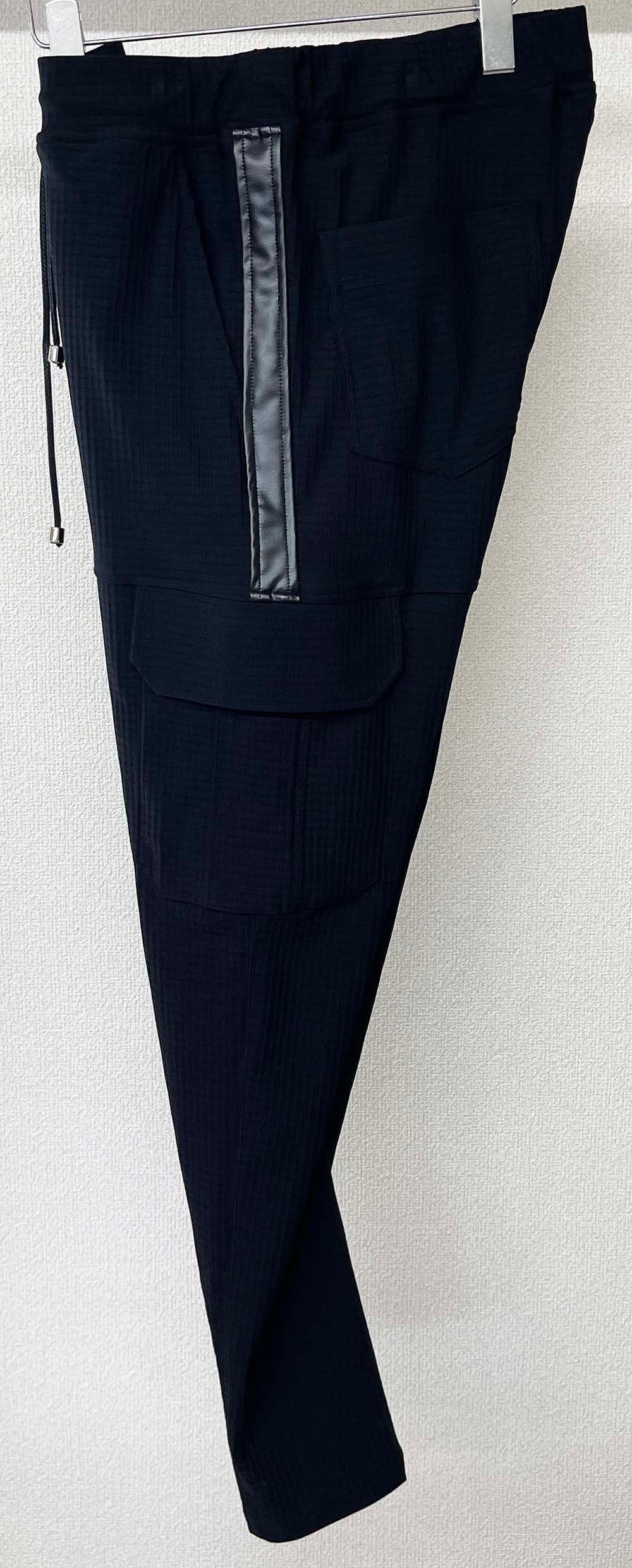 HV NYLON DARRELL CARGO PT / RC25-ST-010 / レザーラインカーゴパンツ / リップルブラック