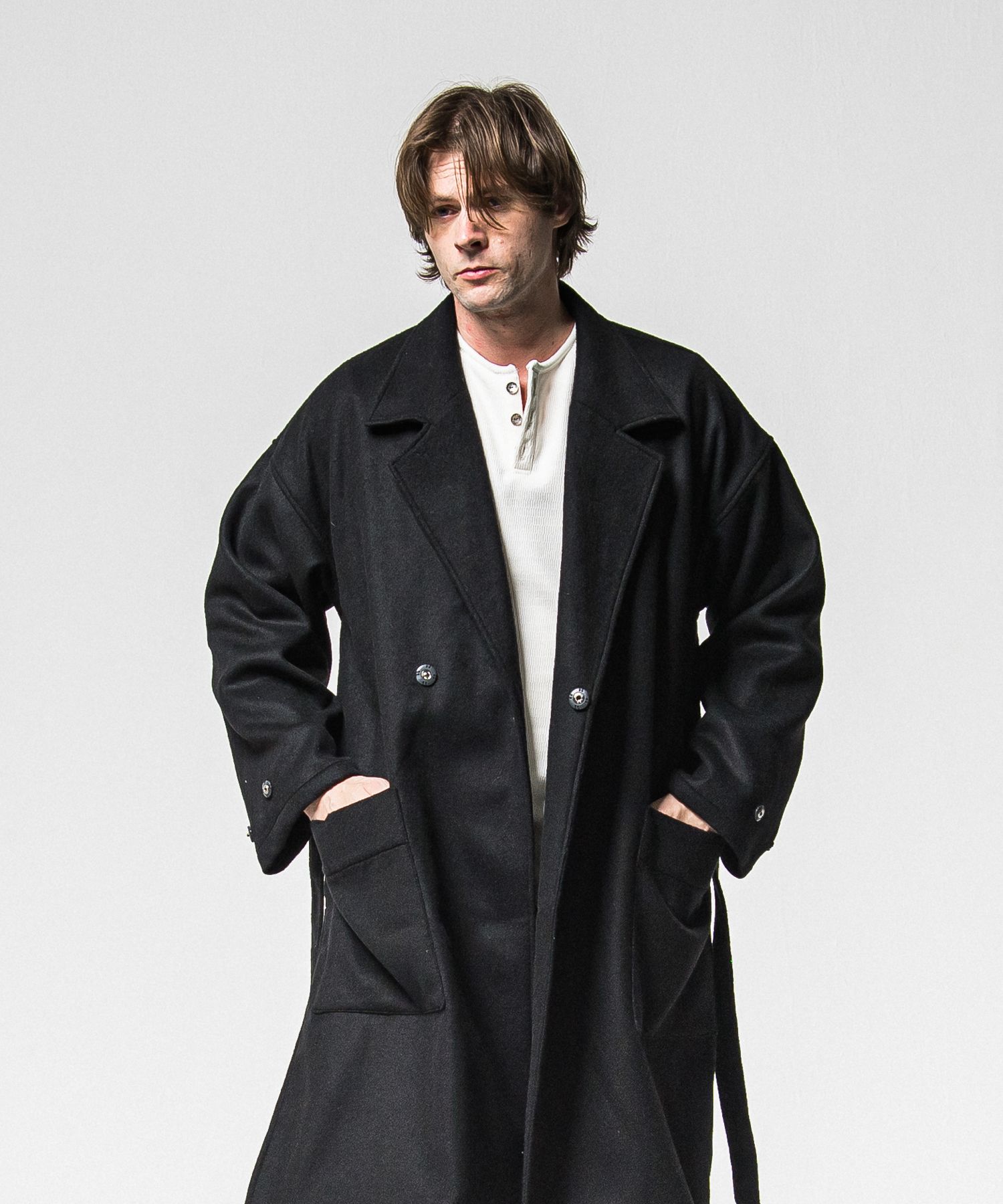 GOWN OVER COAT / RC38-JK-004 / オーバーサイズガウンコート / ブラック (11月上旬入荷予定)