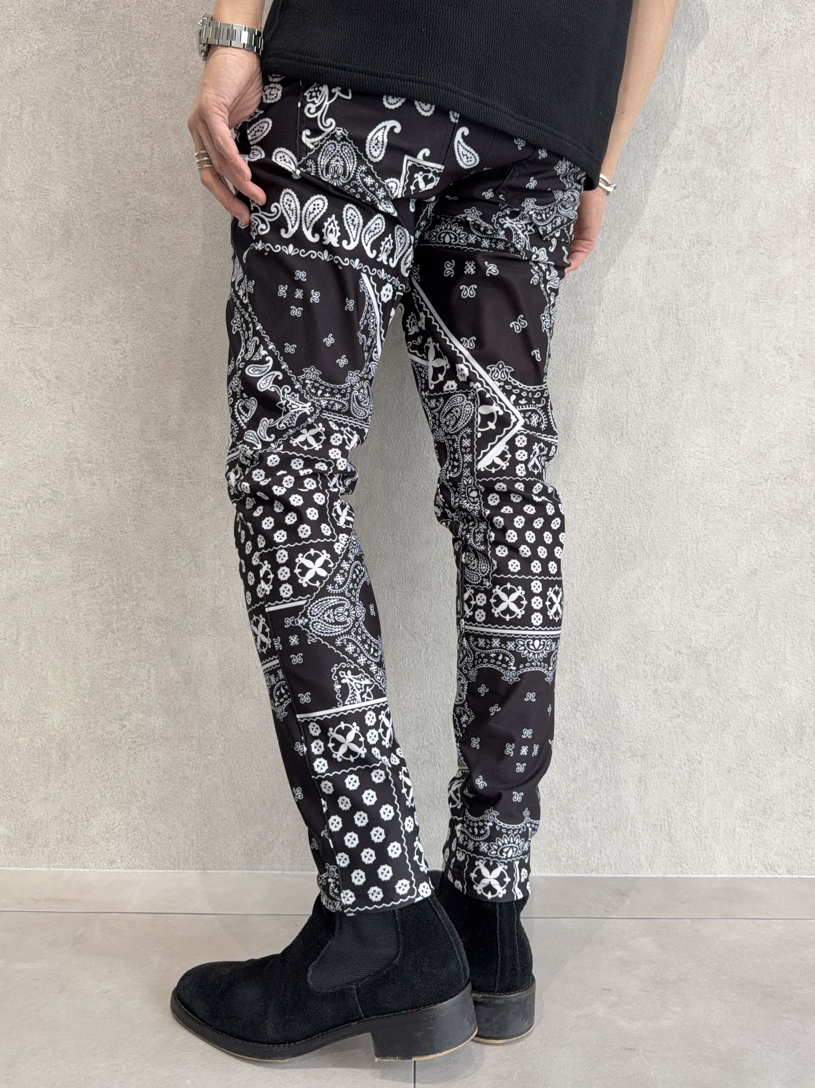 CHRIS EASY TUCK PANTS / RC39-ST-016T / ナイロンイージータックパンツ / バンダナブラック