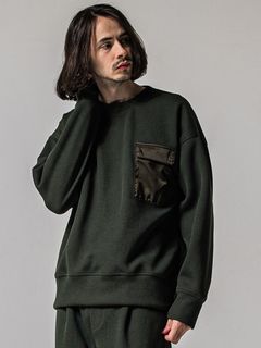 AZE MILITARY DROP TRAINER / RC39-C-003 / 高機能畦編みニットトレーナー / カーキ (1月下旬入荷予定)