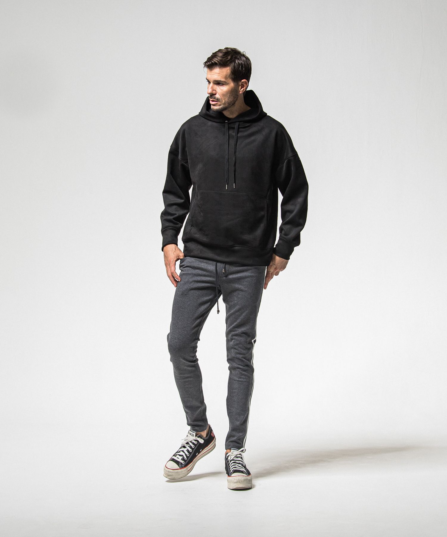 SUEDE LOOSE HOODIE / RC38-C-006 / スエードパーカー / ブラック (1月上旬入荷予定)