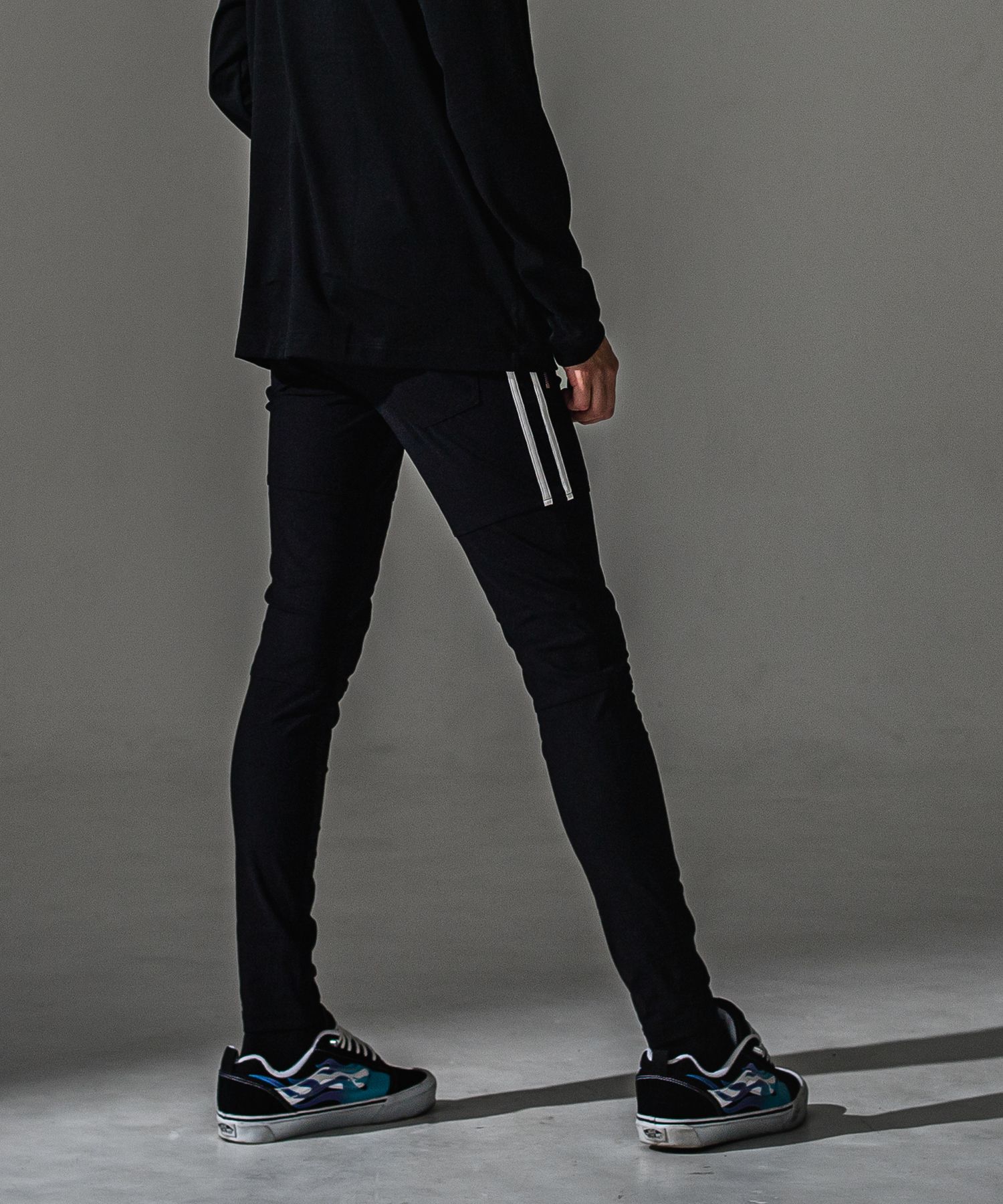 JOHNSON LINE NYLON PT / BASIC-ST-009 / ジョンソンラインナイロンパンツ / ブラック×ホワイト (7月下旬入荷予定)