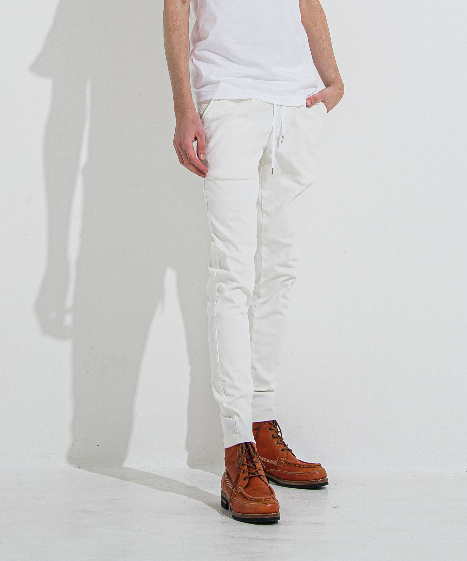 DENIM JERSEY CHRIS EASY TUCK PT / RC36-ST-016TD / ライトオンスデニムジャージイージータックパンツ / ホワイト