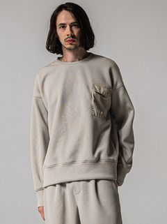 AZE MILITARY DROP TRAINER / RC39-C-003 / 高機能畦編みニットトレーナー / グレージュ (1月下旬入荷予定)