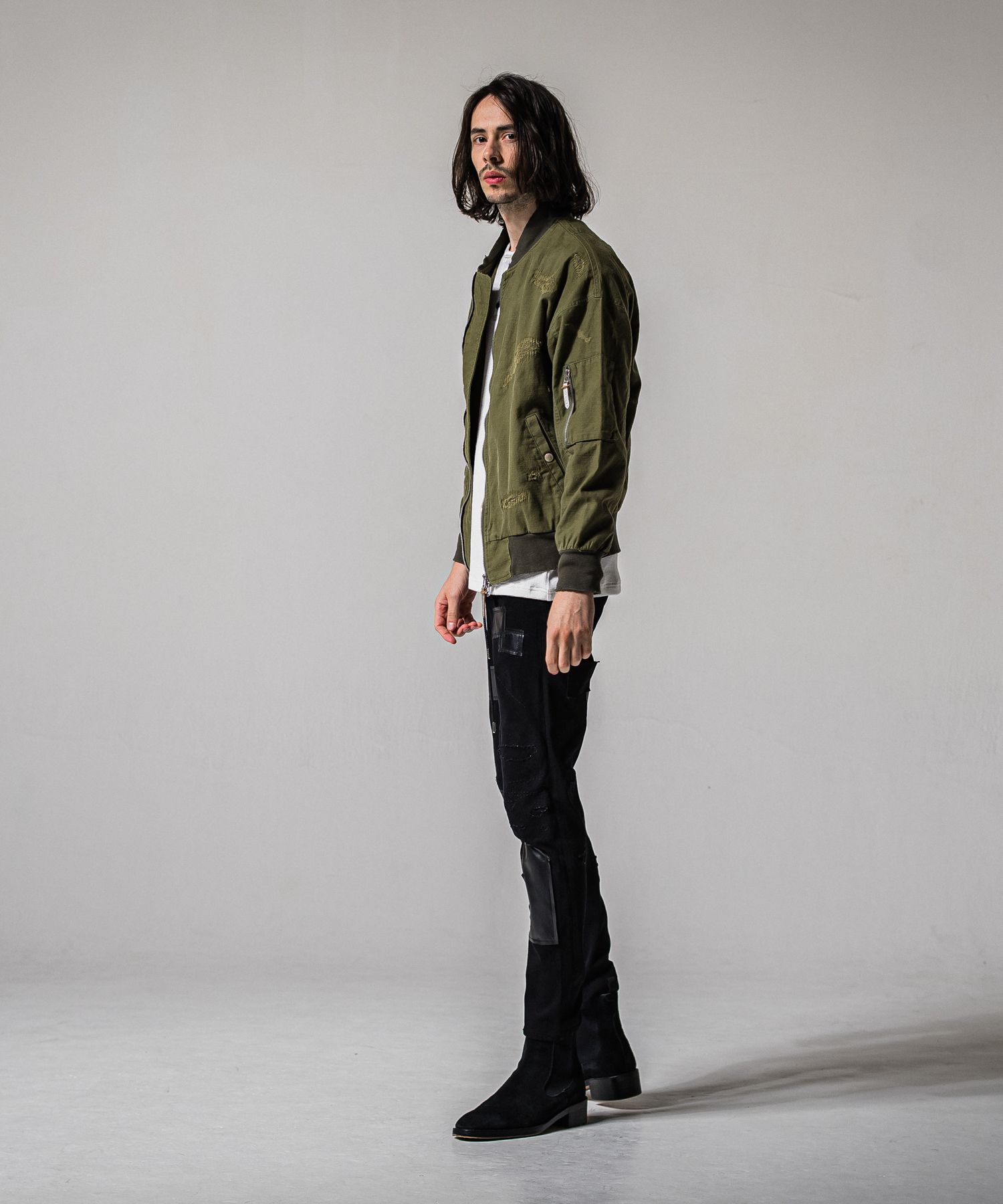 MICK DENIM JERSEY / BASIC-ST-020 / デニムジャージテーパードパンツ / ブラックリメイク (2月中旬入荷予定)