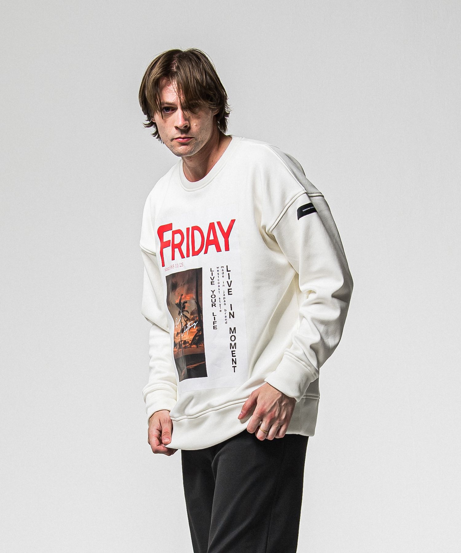 【FRIDAYコラボ】 FRIDAY OLD COVER VELOURS FLEECE TRAINER / RCF1-C-002 / 裏起毛FRIDAYオールドカバートレーナー / ホワイト (11月上旬入荷予定)