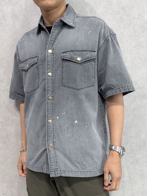 HALF DENIM SHIRTS / RC40-SH-002 / デニム半袖シャツ / ブラック