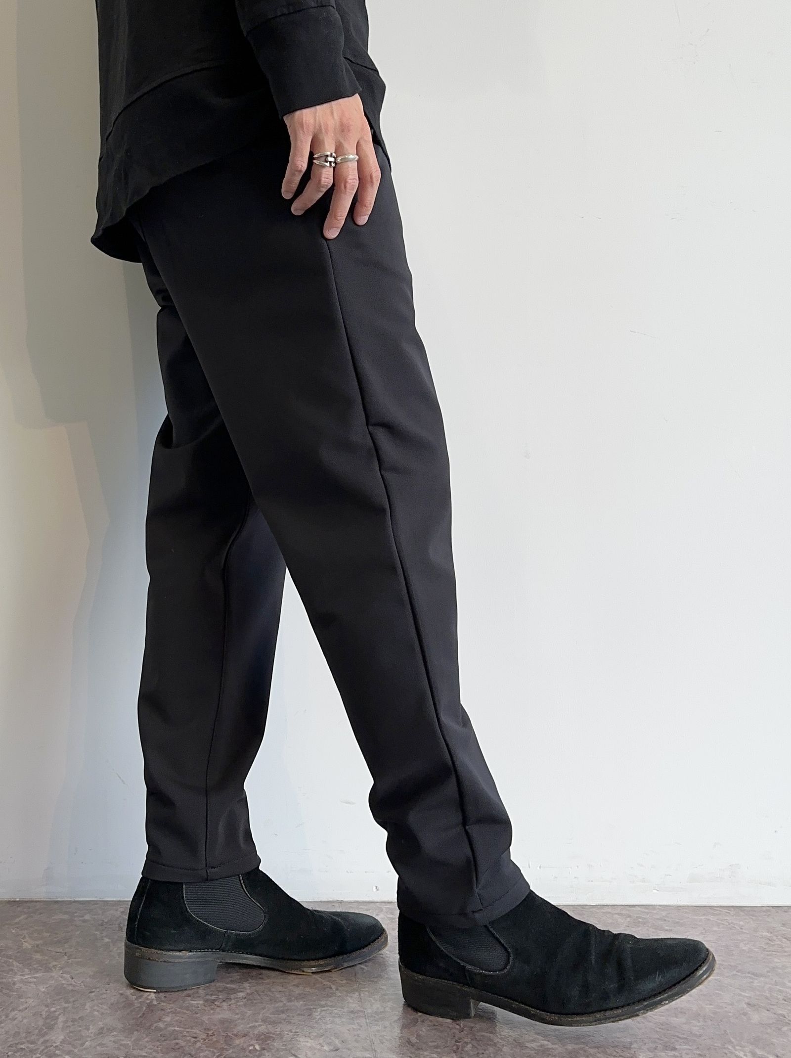 PAT WIDE EASY PANTS / RC30-ST-036H / ベルト付き裏起毛テーパードワイドパンツ / ブラック