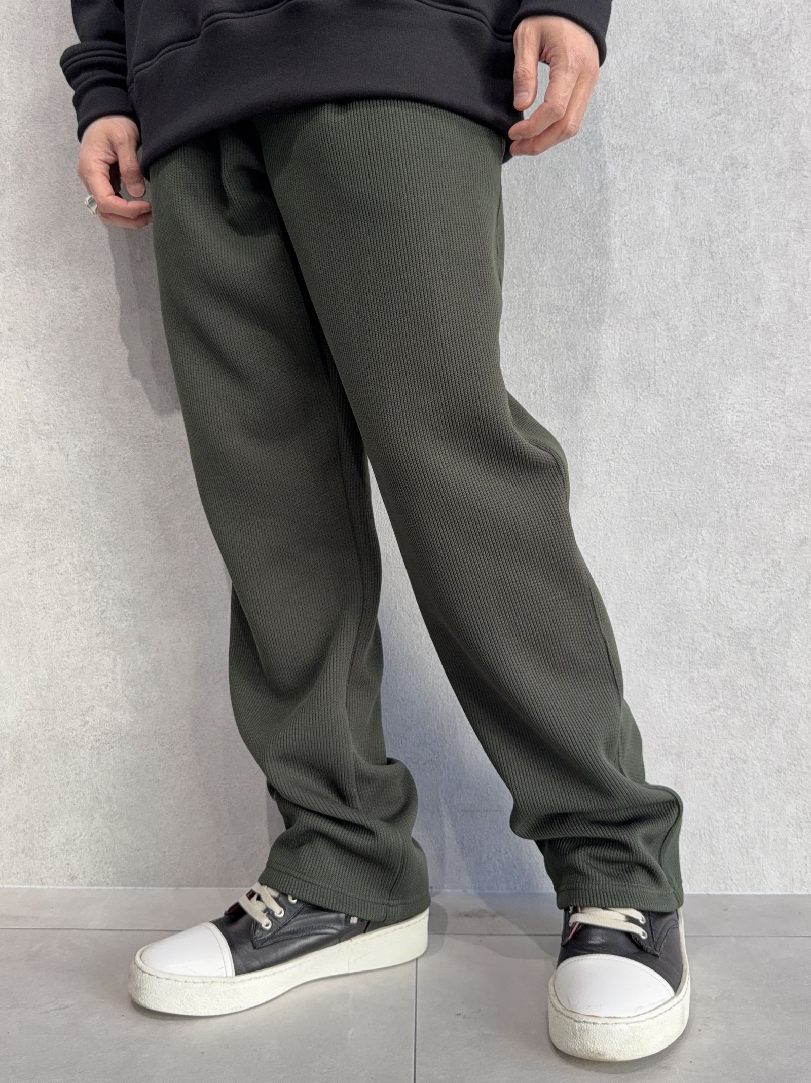AZE WIDE TUCK PANTS / RC39-ST-016WT2 / 高機能畦編みニットワイドタックパンツ / カーキ