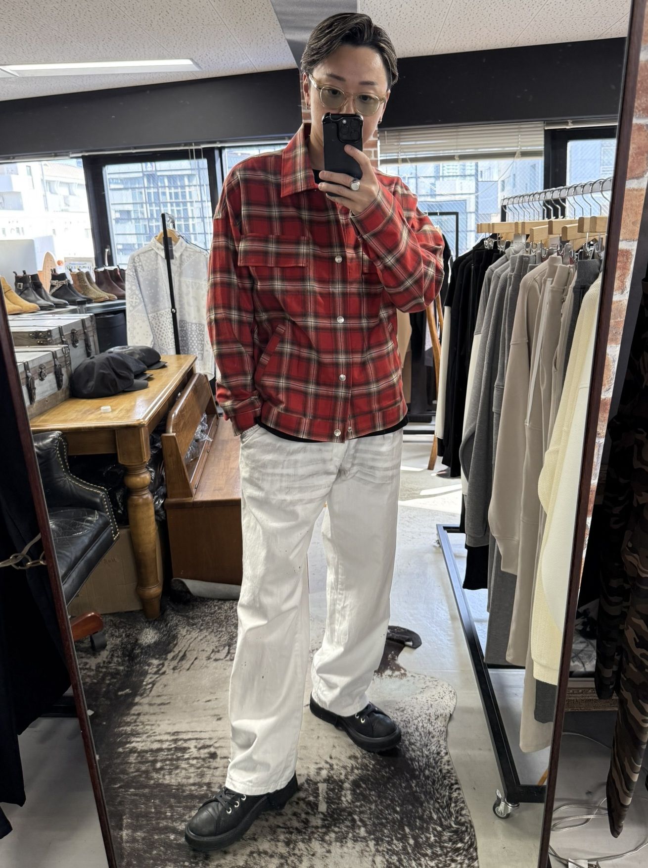 CHECK SHIRT JACKET / RC41-SH-003 / チェックシャツジャケット / レッド (8月下旬入荷予定)