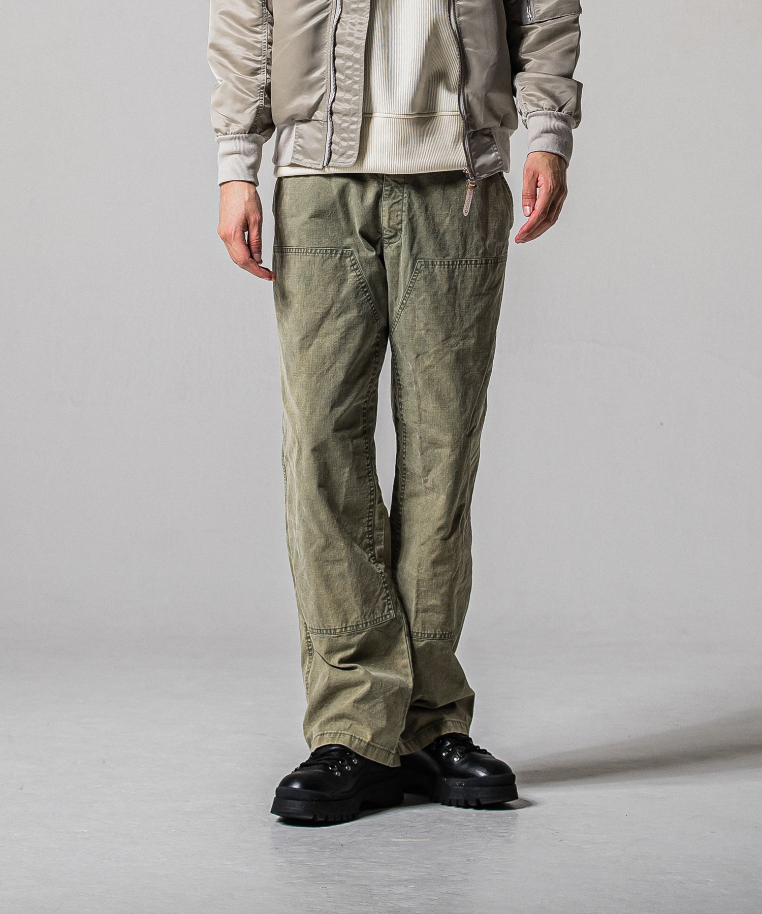 DOUBLE KNEE PT / RC39-ST-041 / ダブルニーワイドデニムパンツ / ダックカーキ (3月中旬入荷予定)