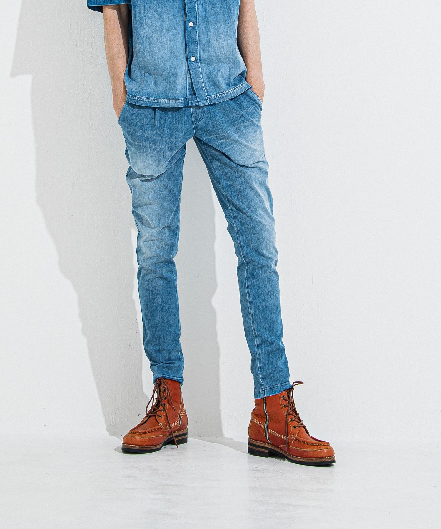 DENIM JERSEY CHRIS EASY TUCK PT / RC36-ST-016TD / ライトオンスデニムジャージイージータックパンツ / ライトインディゴ