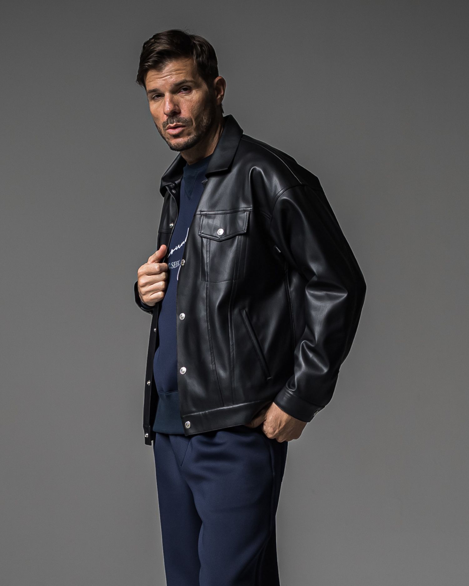 LEATHER OVER 3RD G / RC37-JK-006 / エコレザー3RD型Gジャン / ブラック (9月下旬入荷予定)